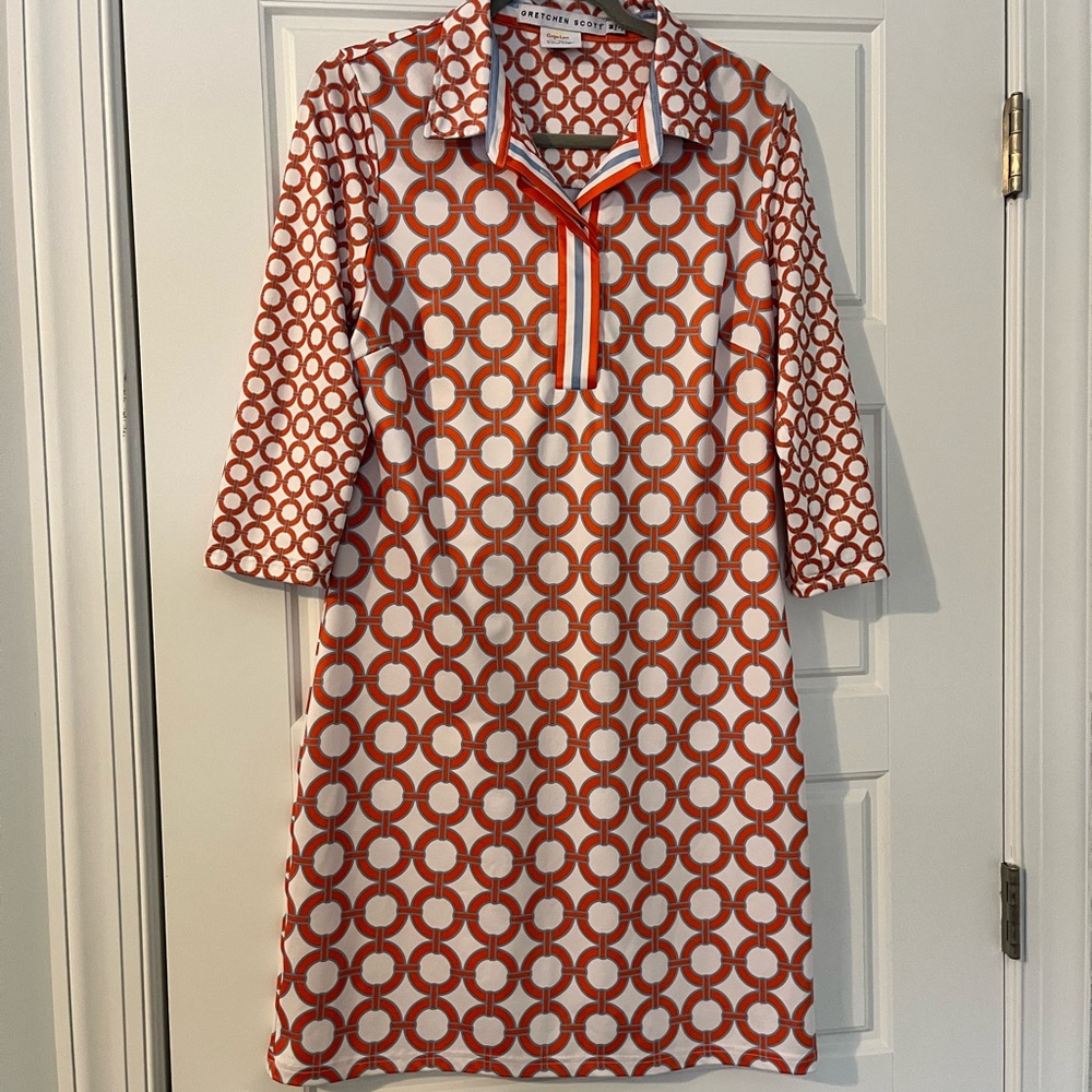 Gretchen Scott Designs Red and White Geometric Dress